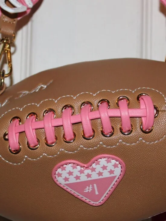NWT Betsey Johnson Football shaped Kitsch Crossbody Bag with accessories CUTE! - Picture 4 of 9